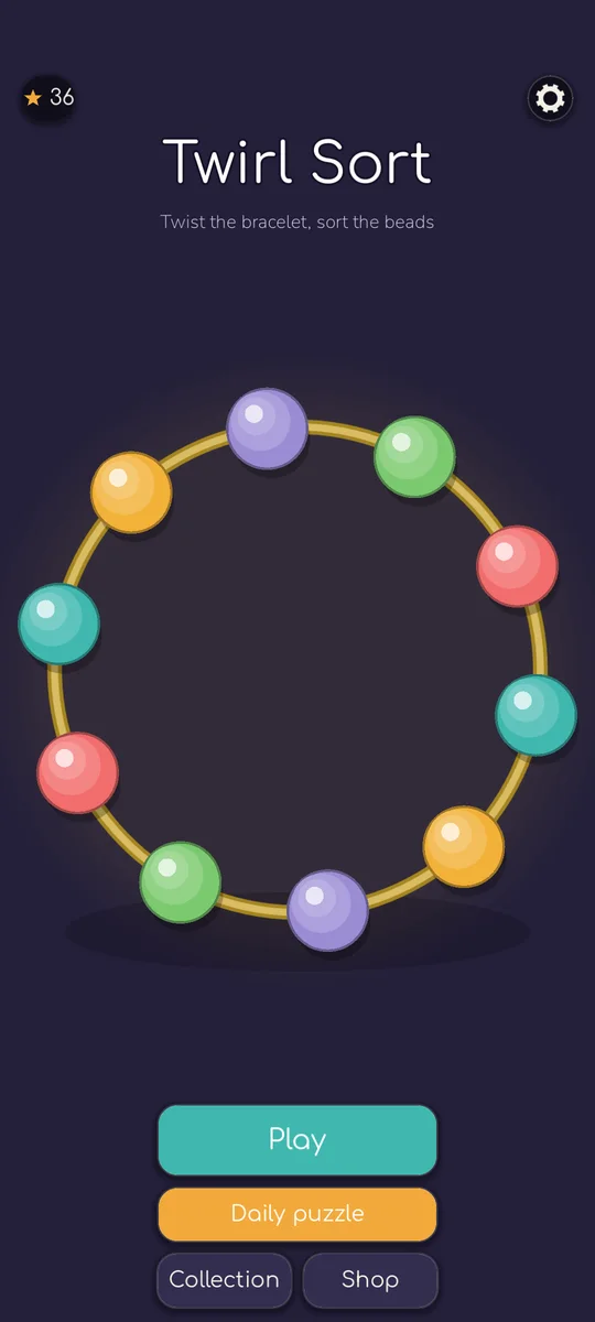 Twirl Sort main menu
